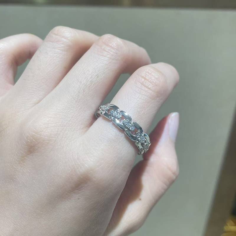 简约风排戒Men's RingS925银镀白金定制选款副石Moissanite0.36ct